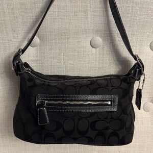 Small Coach Black Monogram Y2K Shoulder Bag Small